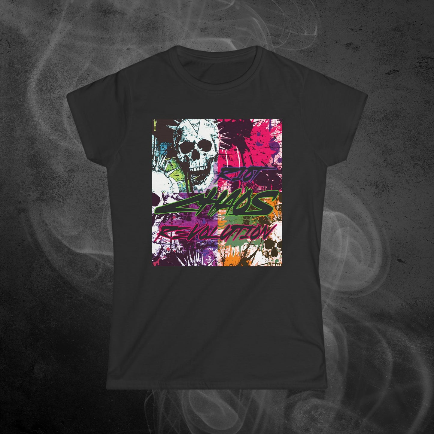 Chaos Revolution Punk Women's Fit Black T-shirt