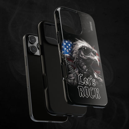 Black_Glossy_Phone_Case_Layer_With_A_Rocker_Eagle_With_USA_Flag_Design_And_The_Text_Let_s_Rock