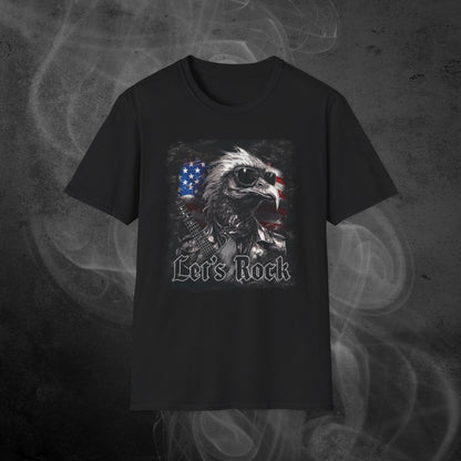 Black_Tshirt_With_A_Rocker_Eagle_With_USA_Flag_Design_And_The_Text_Let_s_Rock