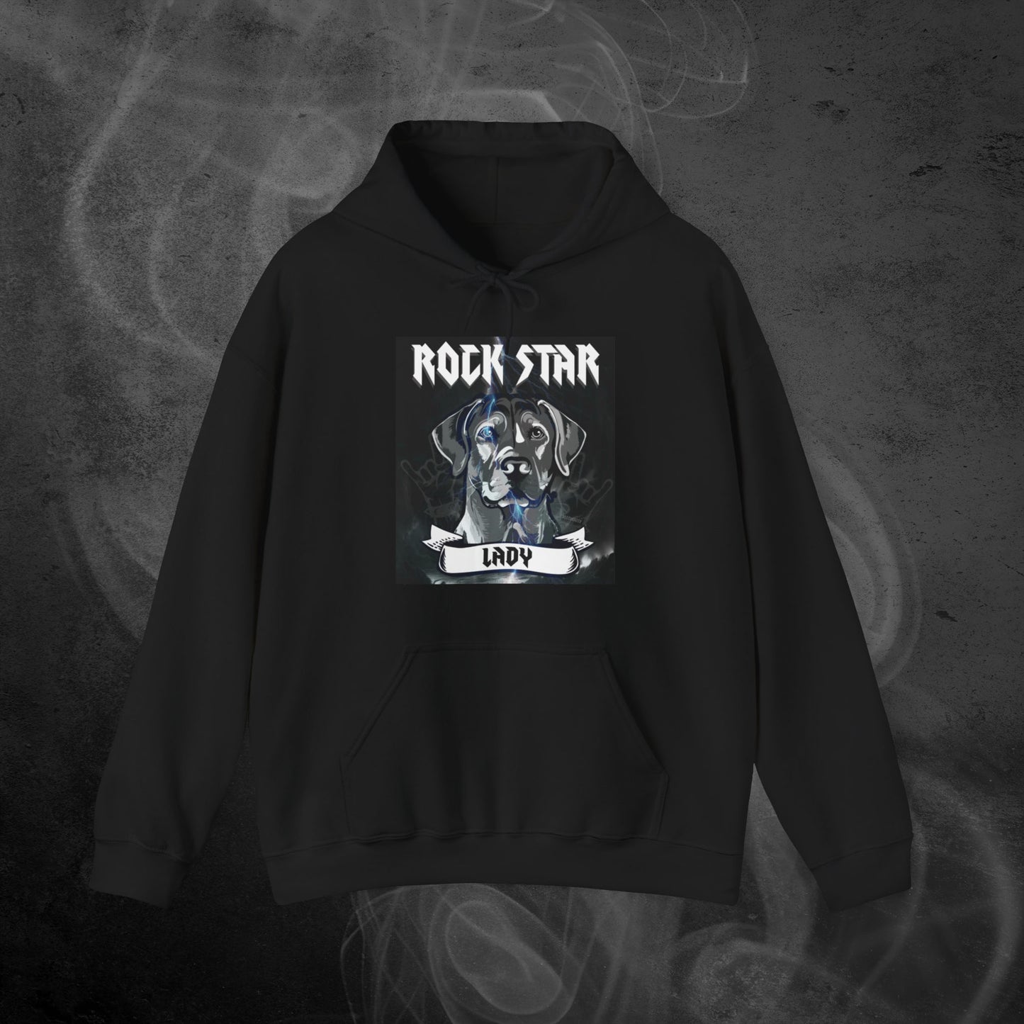 black-hoodie-with-illustration-of-a-labrador-dog-and-personalized-name-with-text-rock-star