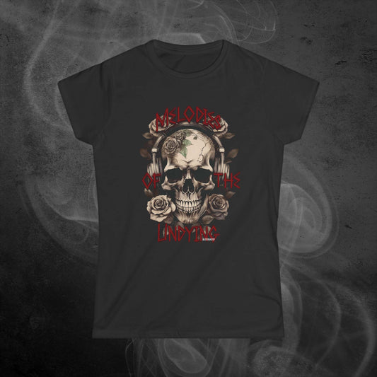 Vintage Skull with Roses Melodies of the Undying Women's Fit Black T-shirt