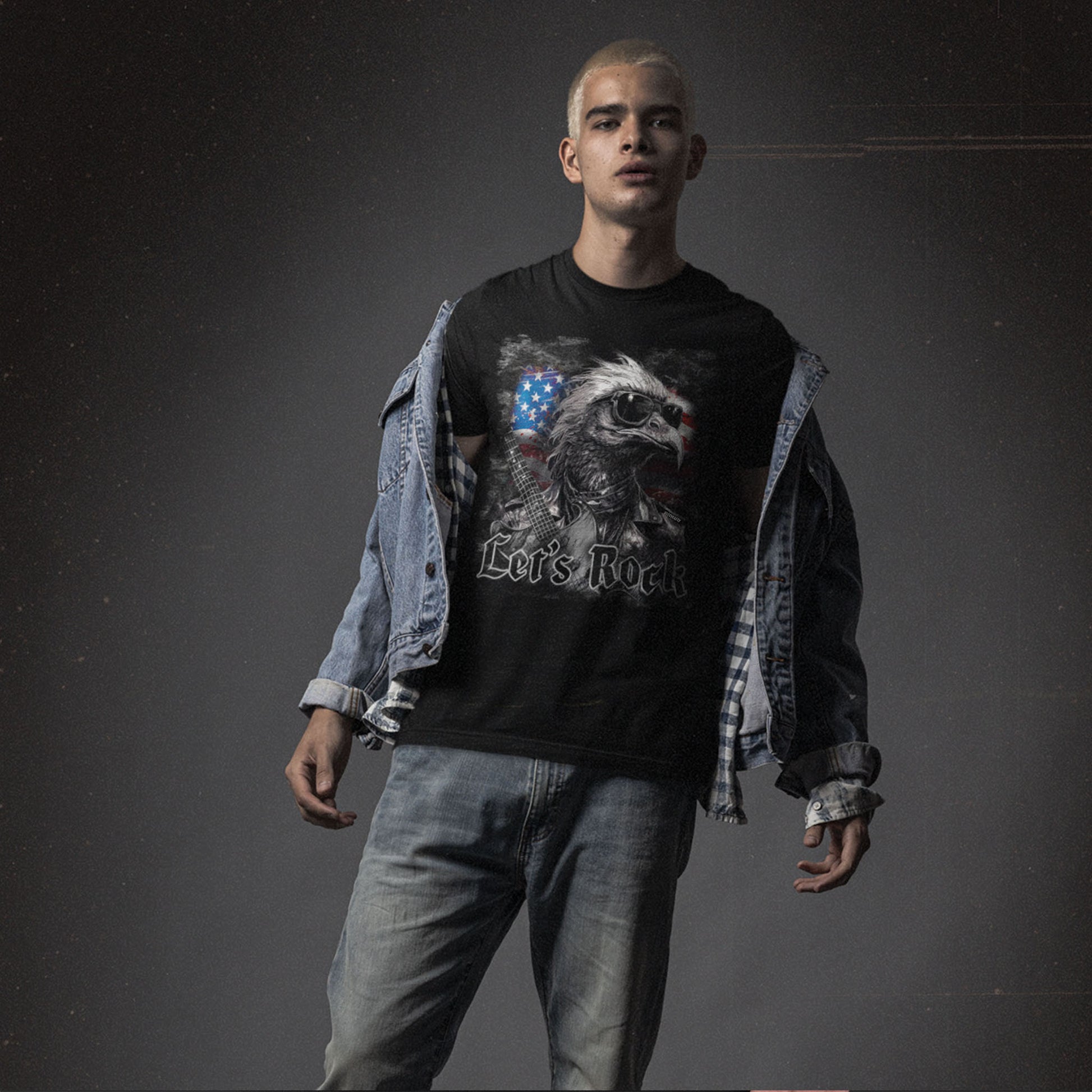 man-wearing-a-black-shirt-with-eagle-and-usa-flag-print-and-text-lets-rock