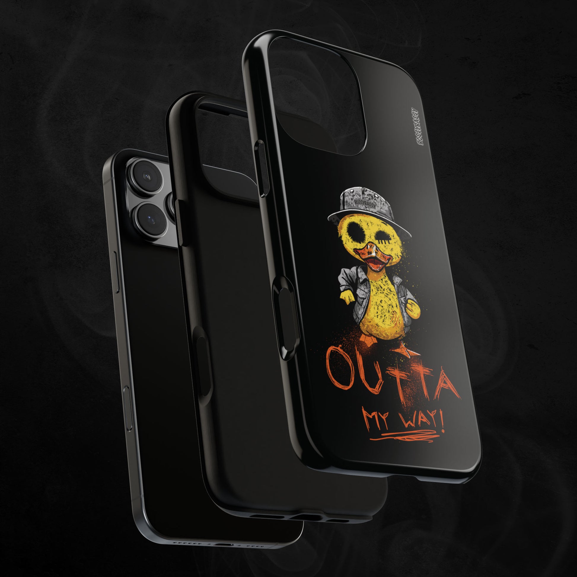 phone_case_glossy_layer_features_a_hand_drawn_illustration_of_a_rude_duck_with_the_phrase_outta_my_way