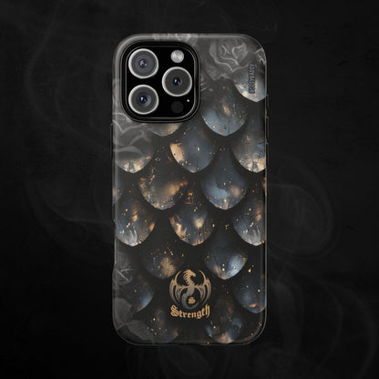 Black Dragon Scale with Roses and Personalized Monogram Matte Phone Case