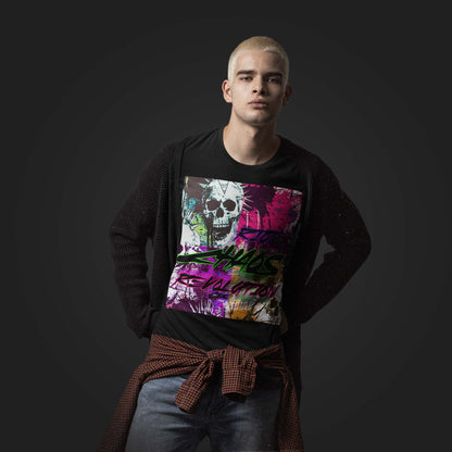 young-man-wearing-a-black-t-shirt-with-punks-alements-design-and-text-riot-chaos-revolution